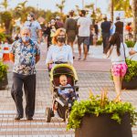 pessoas passeando de máscara